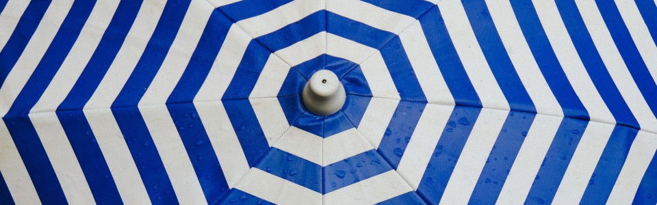 Blue & white stripped umbrella